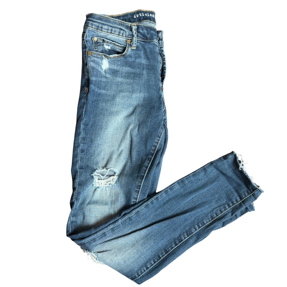 Articles of Society Distressed Skinny Jeans Medium Wash Raw Hem‎ Size 25
